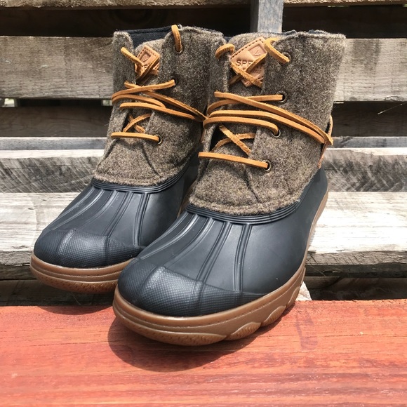 sperry women's saltwater wedge tide wool rain boot